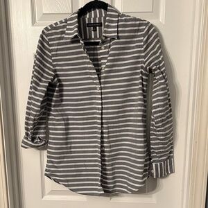 Banana Republic Gray and White Striped Casual Shirt